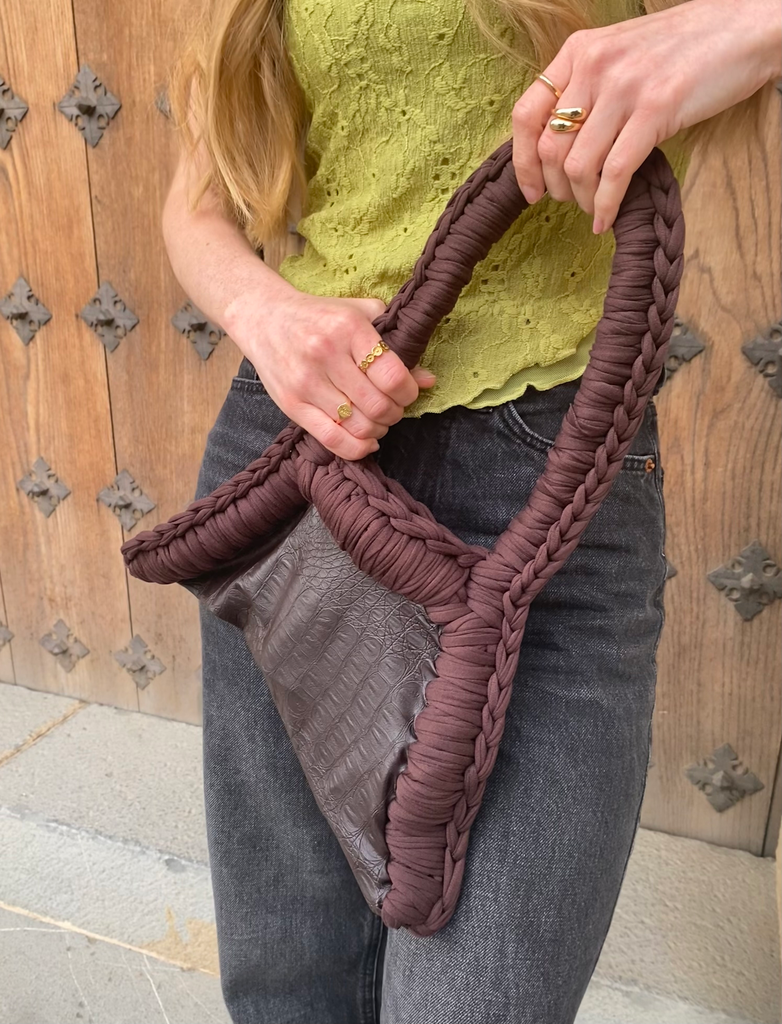 Bolso crochet trapillo cocodrilo mini