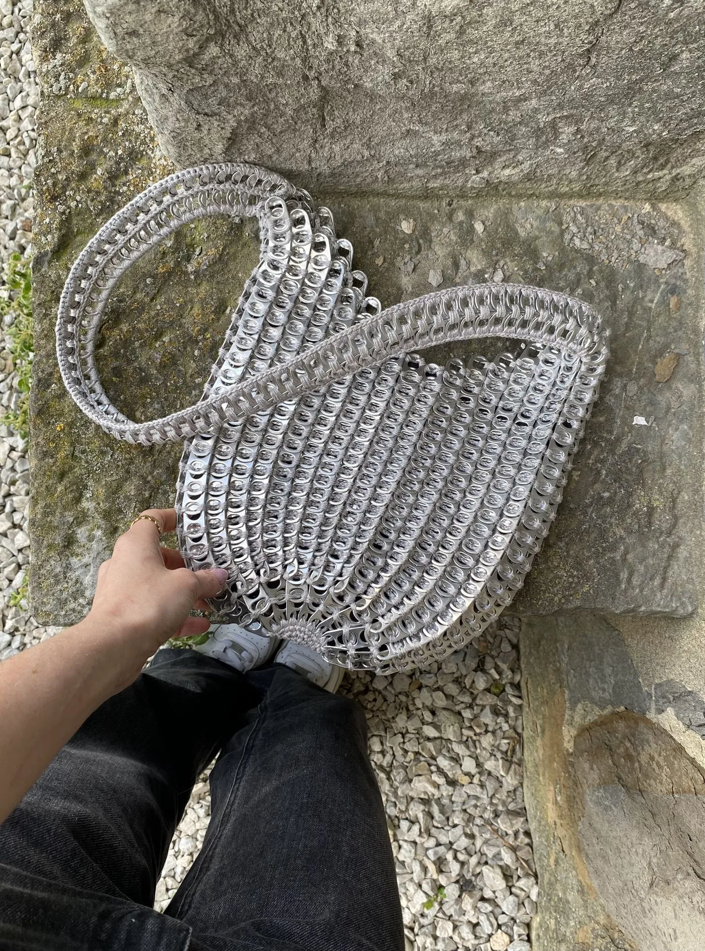 Bolso crochet chapas grande