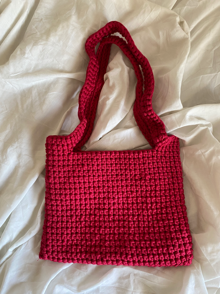 Bolso crochet trapillo rojo