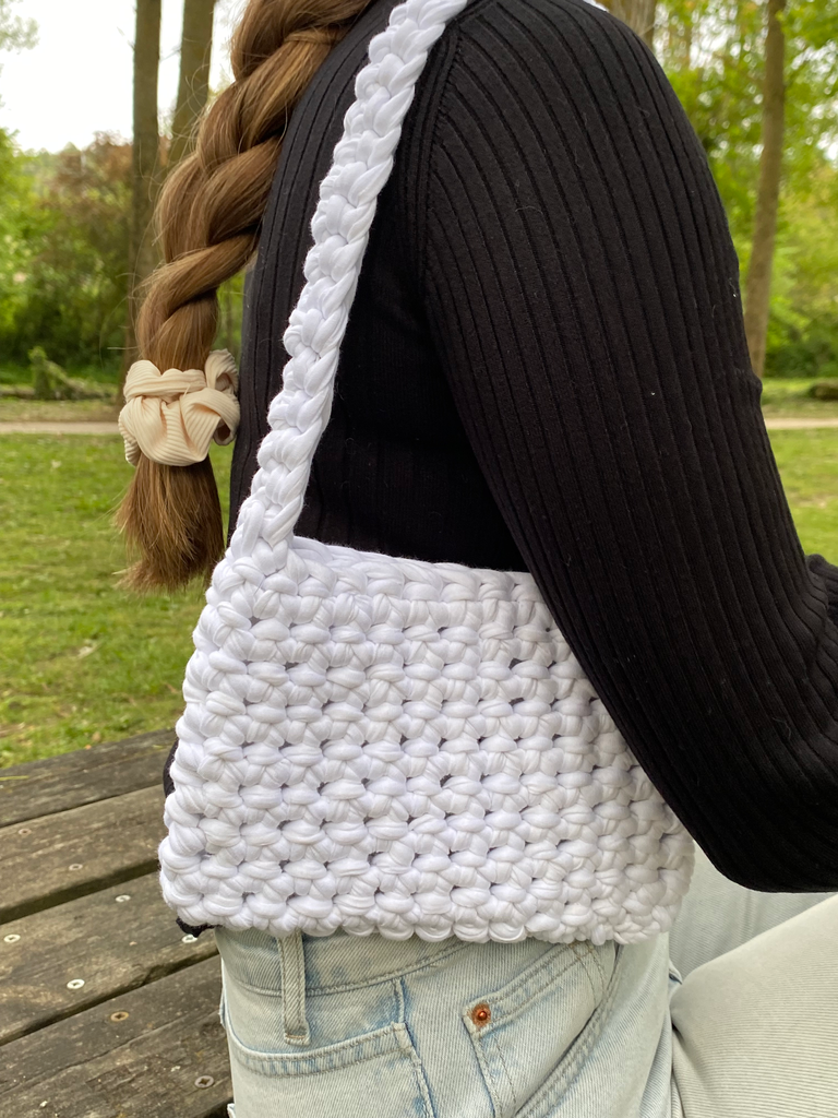 Bolso crochet trapillo blanco
