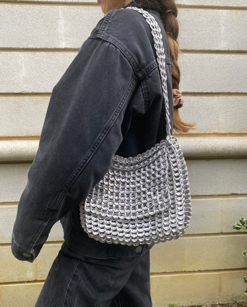 Bolso crochet chapas tapa