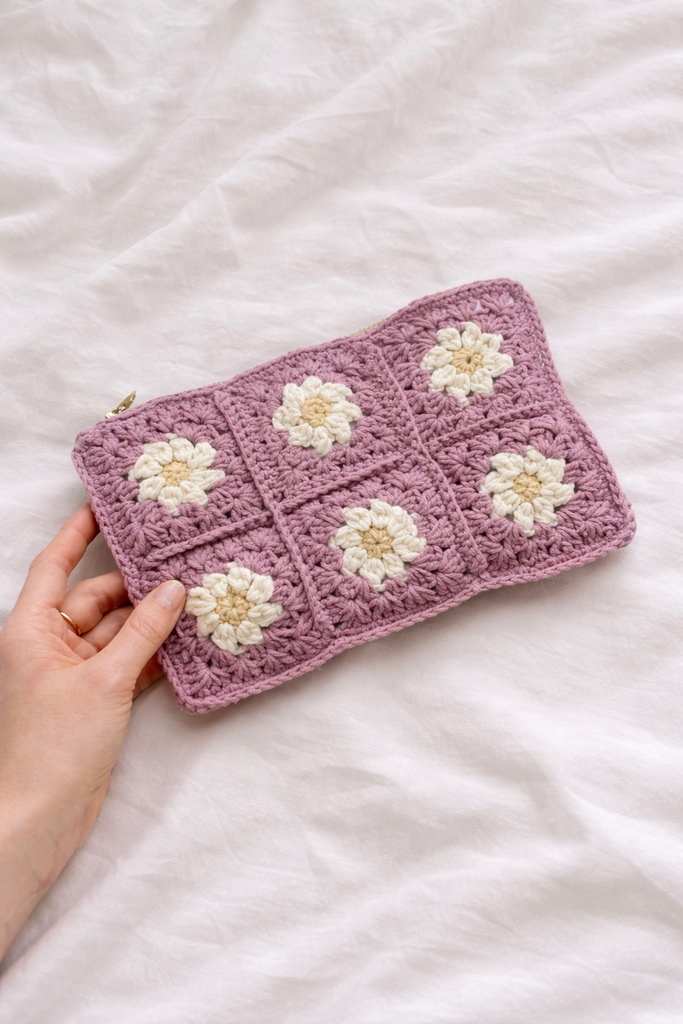 Neceser crochet granny margarita lila